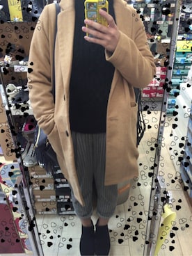 「AS KNOW AS plus（アズノゥアズプラス）のアイテム（チェスターコート）」を使った、hanaさん（レディース・161cm）の冬コーディネート