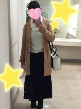 「AS KNOW AS plus（アズノゥアズプラス）のアイテム（チェスターコート）」を使った、hanaさん（レディース・161cm）の冬コーディネート