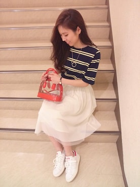 「アイテム（アクセサリー）」を使った、arisa izumiさん（レディース・157cm）の春コーディネート