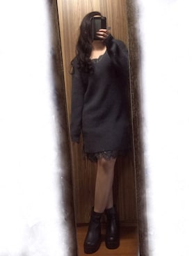 「EDIT COLOGNE（エディットコロン）のアイテム（ワンピース/ドレス）」を使った、sa-tanさん（レディース・152cm）の冬コーディネート