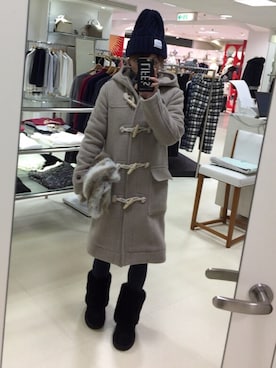 「TODAYFUL（トゥデイフル）のアイテム（ダッフルコート）」を使った、kerooo◡̈⃝⋆*さん（レディース・148cm）の冬コーディネート