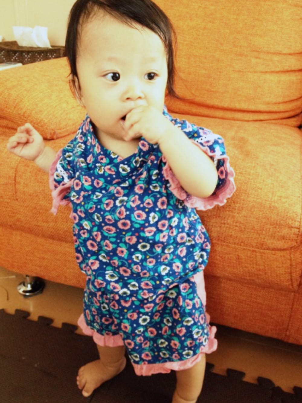 「presentのアイテム（浴衣、ブルー系）」を使った、Hiiinyaさん（キッズ・70cm）の夏コーディネートの1枚目の写真
