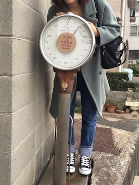 「DHOLIC（ディーホリック）のアイテム（ジャケット/アウター、グレー系）」を使った、takeさん（レディース・164cm）の秋コーディネート