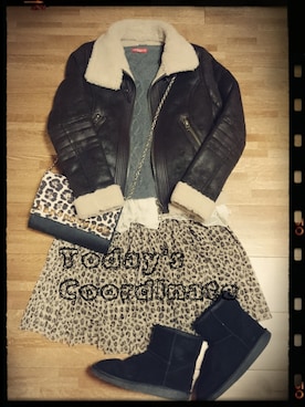 「アイテム（ミリタリージャケット、ブラウン系）」を使った、cocoaさん（レディース・156cm）の冬コーディネート