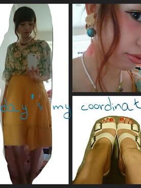 「アイテム（アクセサリー、パープル系）」を使った、makpekoriinaさん（レディース・159cm）の夏コーディネート