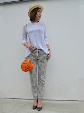 「TATRAS CONCEPT STORE（タトラスコンセプトストア）のアイテム（帽子）」を使った、TAGUCHI-Nuさん（レディース・158cm）の春コーディネート