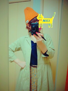 「RETRO GIRL（レトロガール）のアイテム（ニットキャップ/ビーニー）」を使った、kさん（レディース・155cm）の秋コーディネート