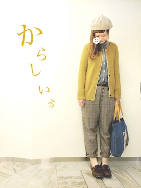 「動物モチーフ」｜「アイテム（モカシン/デッキシューズ）」を使った、なかむら ⍤⃝さん（レディース・168cm）の秋コーディネート