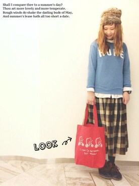 「Casselini（キャセリーニ）のアイテム（ニットキャップ/ビーニー）」を使った、なかむら ⍤⃝さん（レディース・168cm）の秋コーディネート