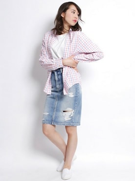 「アイテム（デニムスカート）」を使った、DenimeWebStoreさん（メンズ・163cm）の夏コーディネート
