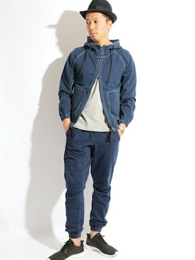 「Denime（ドゥニーム）のアイテム（帽子）」を使った、DenimeWebStoreさん（メンズ・176cm）の秋コーディネート