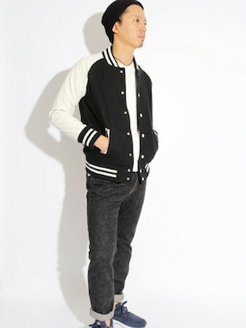 「シンプル」｜「アイテム（スタジャン）」を使った、DenimeWebStoreさん（メンズ・176cm）の秋コーディネート