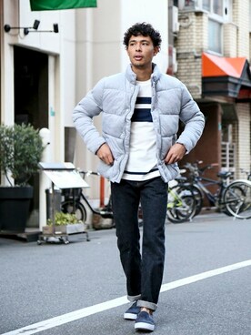 「Denime（ドゥニーム）のアイテム（ブルゾン）」を使った、DenimeWebStoreさん（メンズ・173cm）の秋コーディネート
