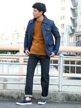 「Denime（ドゥニーム）のアイテム（その他アウター）」を使った、DenimeWebStoreさん（メンズ・173cm）の秋コーディネート