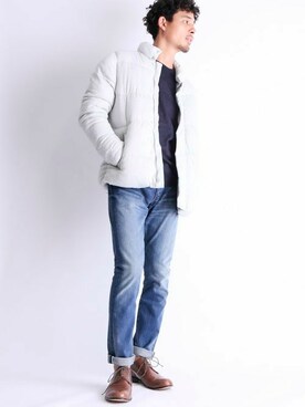 「Denime（ドゥニーム）のアイテム（ダウンジャケット/コート）」を使った、DenimeWebStoreさん（メンズ・175cm）の冬コーディネート