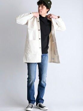「halo commodity（ハロ　コモディティー）のアイテム（ニットキャップ/ビーニー）」を使った、DenimeWebStoreさん（メンズ・173cm）の冬コーディネート
