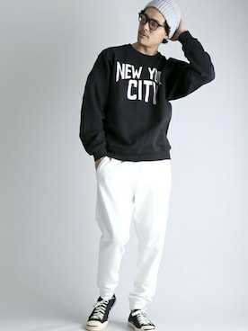 「Denime（ドゥニーム）のヘビースウェットジョガーパンツ（その他パンツ）」を使った、DenimeWebStoreさん（メンズ・173cm）の春コーディネート