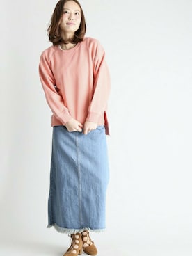 「ブルー」｜「アイテム（スウェット）」を使った、DenimeWebStoreさん（レディース・162cm）の春コーディネート