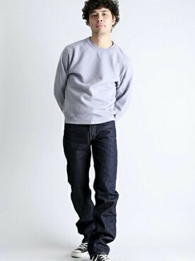 「JERZEES（ジャージーズ）のアイテム（スウェット）」を使った、DenimeWebStoreさん（メンズ・173cm）の春コーディネート