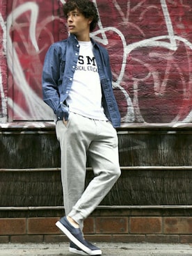 「Denime（ドゥニーム）のヘビースウェットジョガーパンツ（その他パンツ）」を使った、DenimeWebStoreさん（メンズ・173cm）の春コーディネート