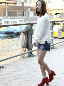 「Denime（ドゥニーム）のアイテム（パンツ）」を使った、DenimeWebStoreさん（レディース・162cm）の春コーディネート