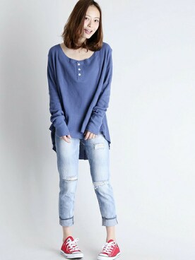 「Denime（ドゥニーム）のアイテム（パンツ）」を使った、DenimeWebStoreさん（レディース・162cm）の春コーディネート