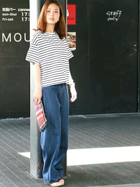 「アイテム（ポーチ）」を使った、DenimeWebStoreさん（レディース・162cm）の春コーディネート