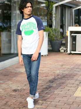 「Denime（ドゥニーム）のアイテム（パンツ）」を使った、DenimeWebStoreさん（メンズ・173cm）の夏コーディネート