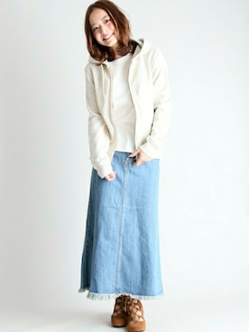 「アイテム（デニムスカート）」を使った、DenimeWebStoreさん（レディース・162cm）の夏コーディネート