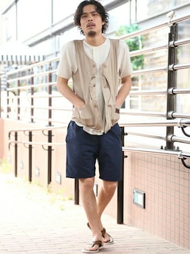 「ISLAND SLIPPER（アイランドスリッパ）のアイテム」を使った、DenimeWebStoreさん（メンズ・172cm）の夏コーディネート