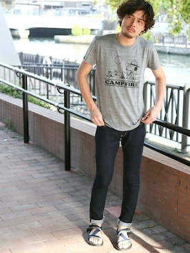 「PEANUTS（ピーナッツ）のアイテム」を使った、DenimeWebStoreさん（メンズ・173cm）の夏コーディネート