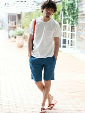 「ポケットＴシャツ」｜「アイテム（トップス）」を使った、DenimeWebStoreさん（メンズ・175cm）の夏コーディネート