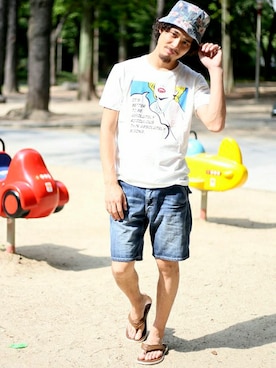 「ISLAND SLIPPER（アイランドスリッパ）のアイテム」を使った、DenimeWebStoreさん（メンズ・173cm）の夏コーディネート