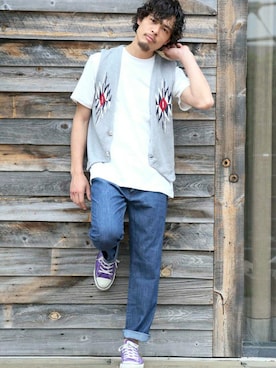 「Denime（ドゥニーム）のアイテム」を使った、DenimeWebStoreさん（メンズ・173cm）の夏コーディネート