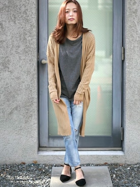 「ロングカーディガン」｜DenimeWebStoreさん（レディース・162cm）の夏コーディネート