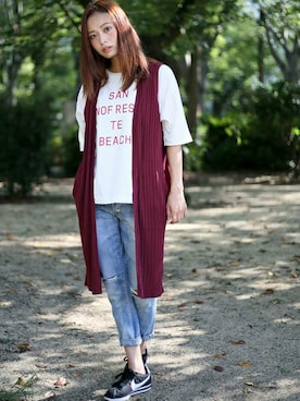 「ロングカーディガン」｜DenimeWebStoreさん（レディース・162cm）の秋コーディネート