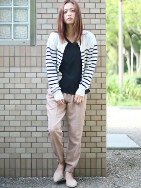 「アイテム（Tシャツ/カットソー、ブラック系）」を使った、DenimeWebStoreさん（レディース・162cm）の秋コーディネート