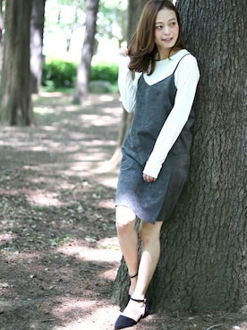 「Denime（ドゥニーム）のフェイクスウェードラップスカート（スカート）」を使った、DenimeWebStoreさん（レディース・162cm）の秋コーディネート