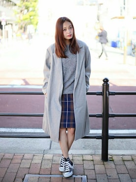 「ガウン」｜DenimeWebStoreさん（レディース・162cm）の冬コーディネート