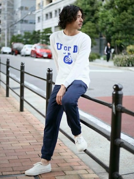 「DISCUS（ディスカス）のアイテム」を使った、DenimeWebStoreさん（メンズ・173cm）の秋コーディネート