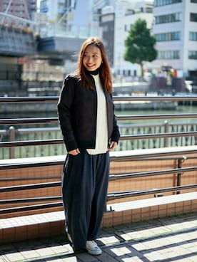 「スカンツ」｜「アイテム（MA-1）」を使った、DenimeWebStoreさん（レディース・162cm）の秋コーディネート