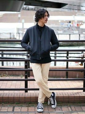 「Denime（ドゥニーム）のアイテム（MA-1）」を使った、DenimeWebStoreさん（メンズ・173cm）の冬コーディネート
