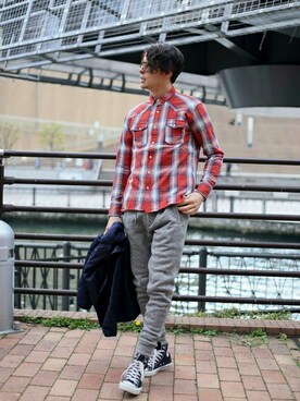 「Denime（ドゥニーム）のアイテム（ダウンジャケット/コート）」を使った、DenimeWebStoreさん（メンズ・173cm）の冬コーディネート