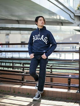 「DISCUS（ディスカス）のアイテム（スウェット）」を使った、DenimeWebStoreさん（メンズ・173cm）の冬コーディネート