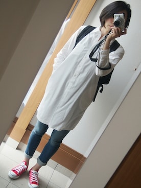 「オールスター」｜「アイテム（シャツワンピース）」を使った、MIHOさん（レディース・164cm）の春コーディネート