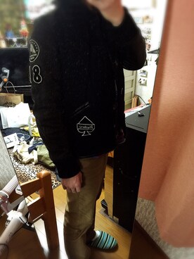 「HYSTERIC GLAMOUR（ヒステリックグラマー）のアイテム（スタジャン、ブラック系）」を使った、kazuさん（メンズ）の春コーディネート