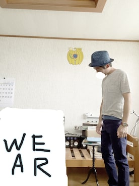 「BLUE BLUE JAPAN（ブルーブルージャパン）のアイテム（ハット、その他）」を使った、kazuさん（メンズ）の夏コーディネート