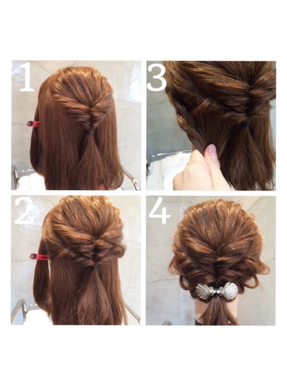 「ヘアアレンジ、簡単ヘアアレンジ、セルフアレンジ」｜「URBAN RESEARCH DOORS WOMENSのDOORS シェルバレッタ（バレッタ/ヘアクリップ、シルバー系）」を使った、MasudaAiri🇲🇾さん（レディース・166cm）の夏コーディネートの1枚目の写真