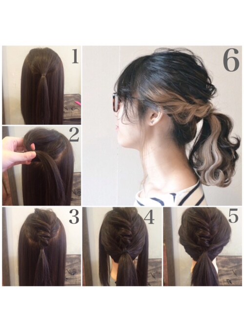 step3 下方向から巻きつけていき、ピンでとめる