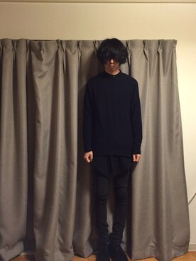 「LAD MUSICIAN（ラッドミュージシャン）のアイテム（スニーカー、ブラック系）」を使った、nさん（メンズ）の春コーディネート